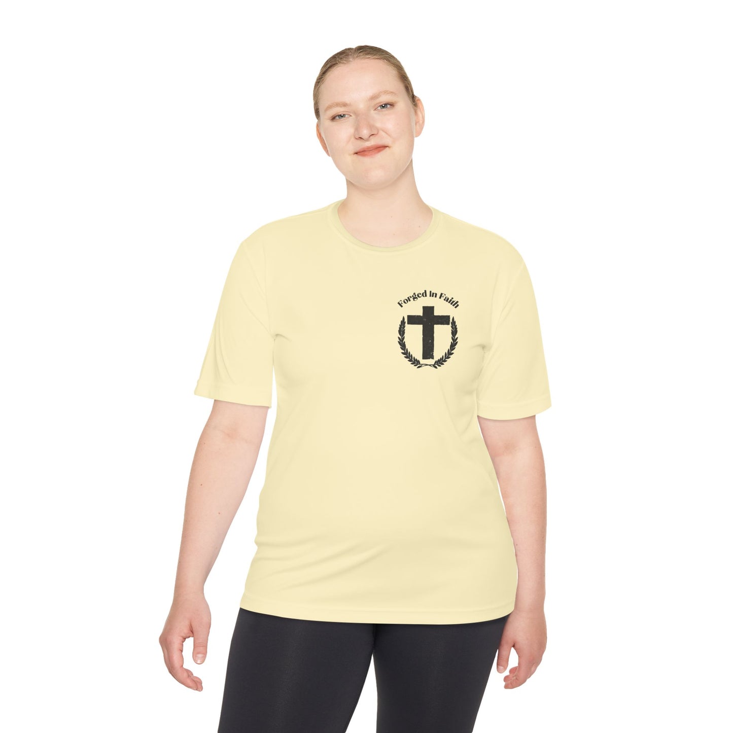 Forged In Faith Performance Shirt - Deuteronomy 31:6