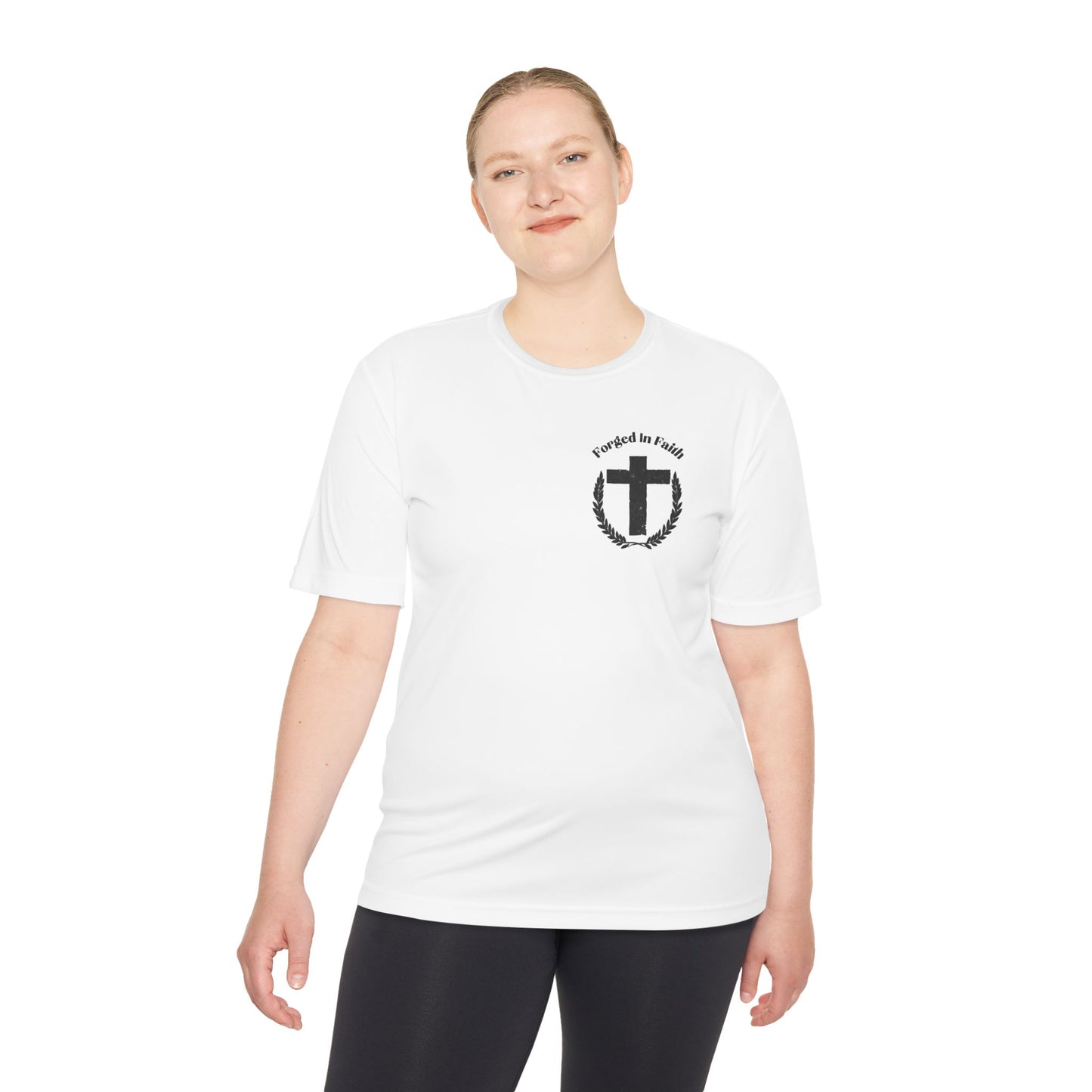 Forged In Faith Performance Shirt - Deuteronomy 31:6